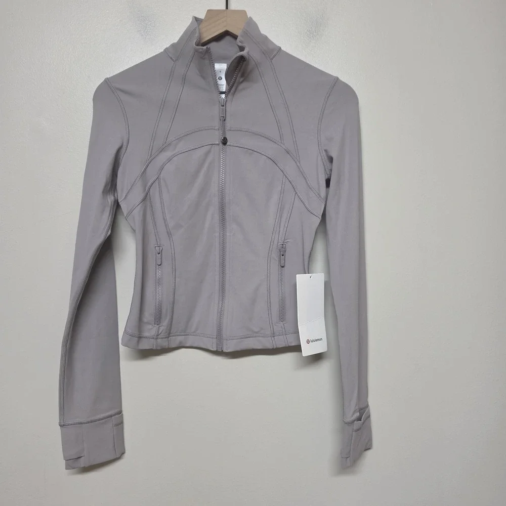 Lululemon Define Cropped Jacket Nulu Mauve Grey Sz 6 NWT Soft Thumbholes Gym - Picture 3 of 12